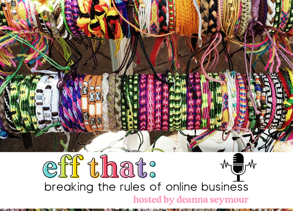 A photo of two rows of friendship bracelets for sale. 