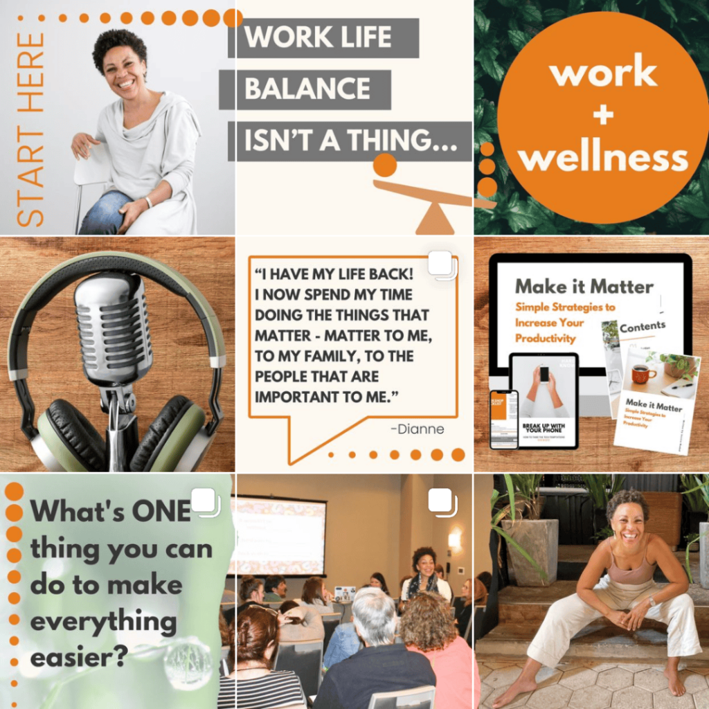 Static 9 grid for work and wellness that asks: are instagram grids the one thing that could save you a ton of time on social media? 