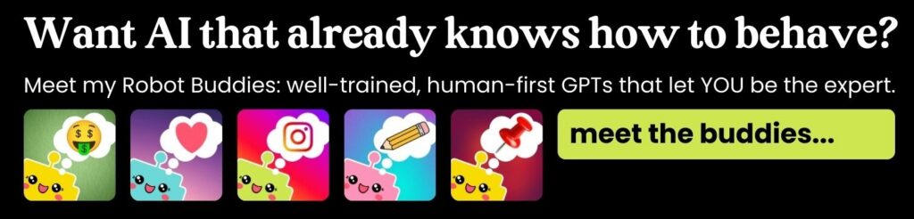 Banner for Deanna Seymour's Robot Buddies, well-trained human-first GPTs that let you be the expert